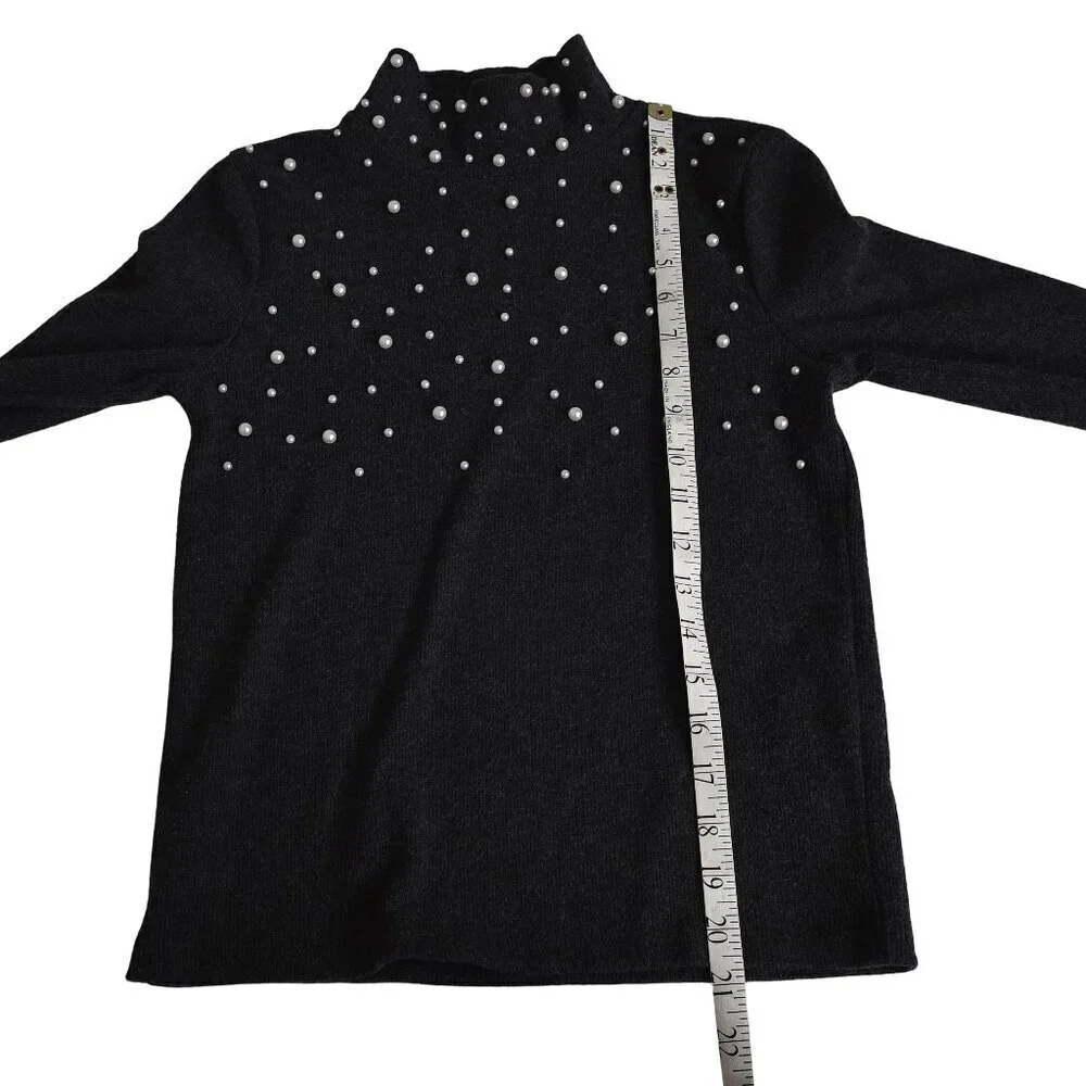 NWT Zara Soft Feel Pearl Sweater Gray Size Medium - Picture 9 of 10